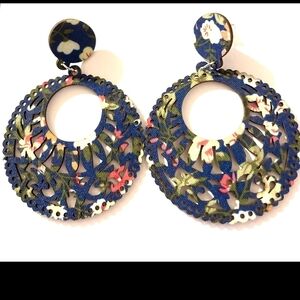 Floral Blue and Green Earrings
